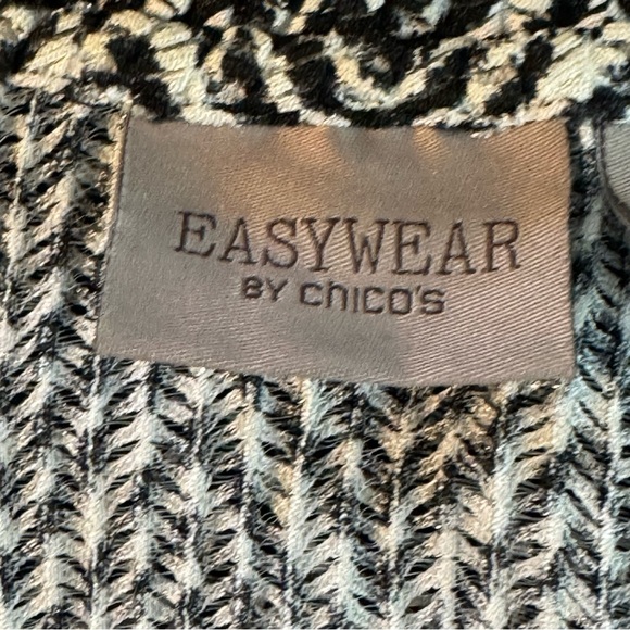 Chico’s EasyWear 3 (Reg 16) Brown/Black/White Lightweight Open Weave Cardigan - Picture 9 of 9